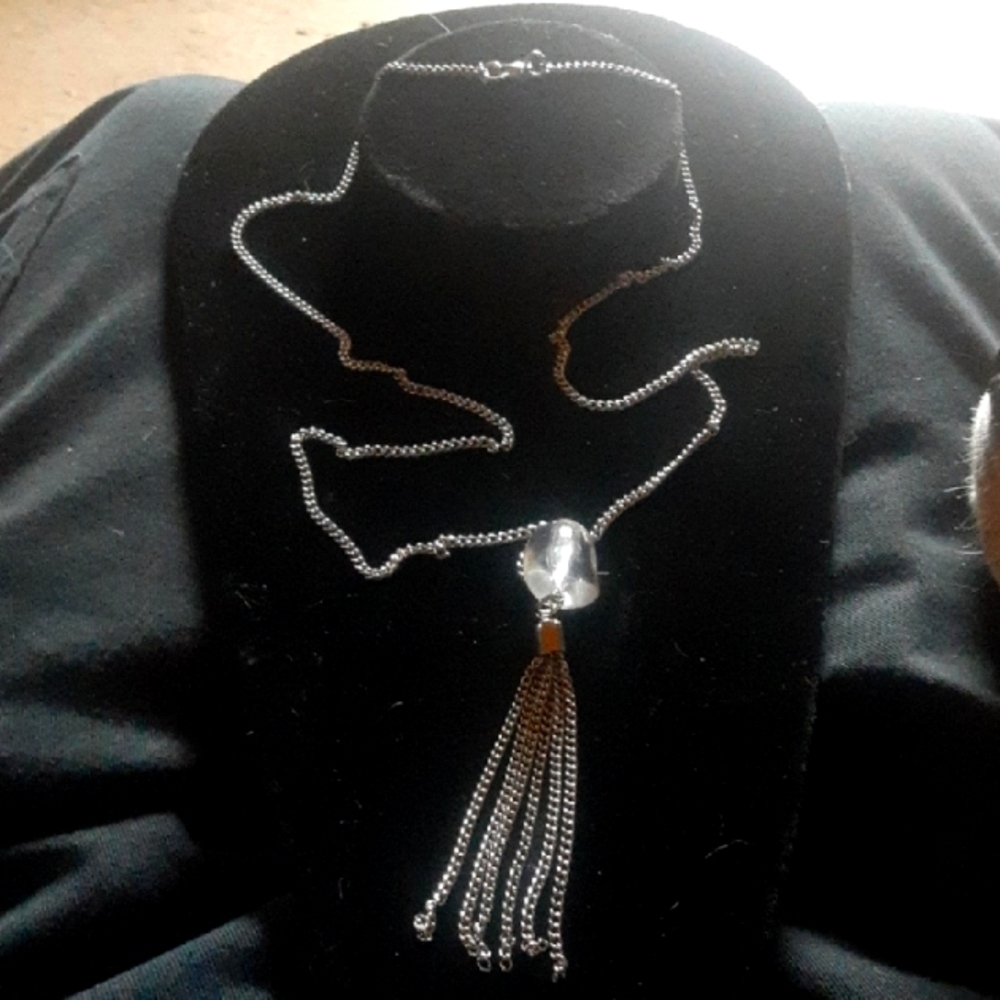Elegant Silver Tone Tassel Necklace